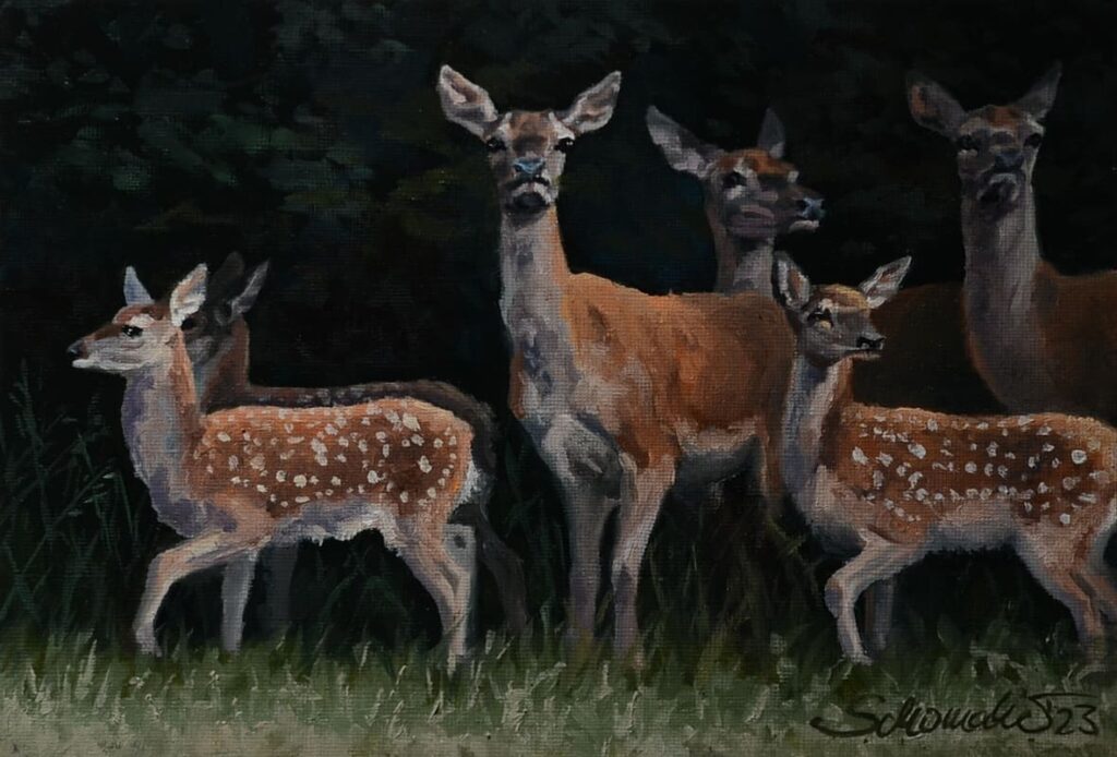 Ölgemälde mit Rotwild Bild von Philipp Schomaker