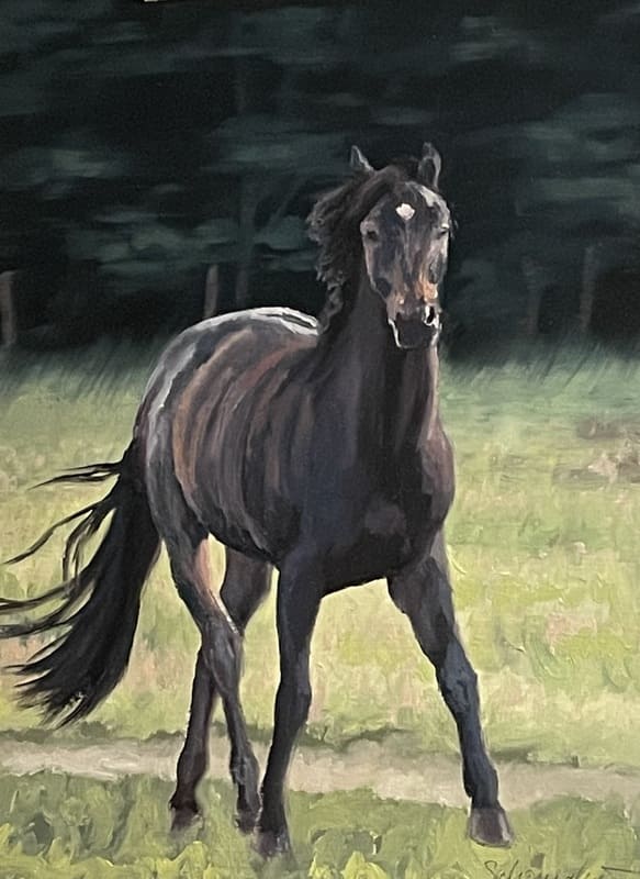 Brauner Hannoveraner Ölbild Philipp Schomaker